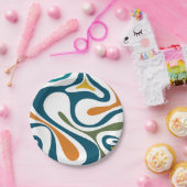 Mod Swirl Trippy Retro Modernes Abstraktes Muster Pappteller (Party)