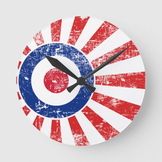 Mod Target Mods Sunburst Target Roundel Runde Wanduhr (Vorderseite)