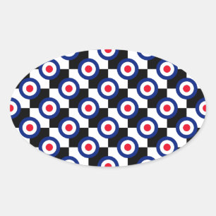 Mod Target Pattern Polka Dots Fashion Vintag Ovaler Aufkleber