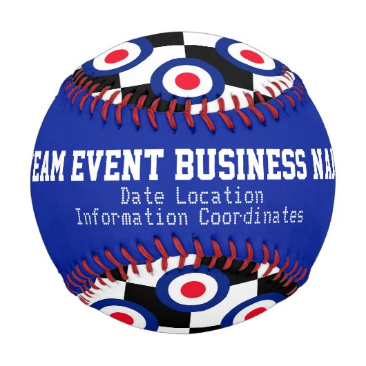 Mod Target Roundel Pattern Polka Dots Personalisie Baseball (Rückseite)