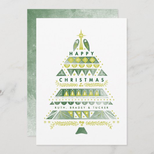 Mod Texturierte Weihnachtsbaume Feiertagskarte (Vorne/Hinten)
