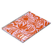 Mod Tropical Boho Pink + Orange Muster Monogramm Notizblock (Linke Seite)