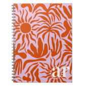 Mod Tropical Boho Pink + Orange Muster Monogramm Notizblock (Vorderseite)