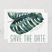 Mod Tropics Monstera Leaf Save the Date Postkarte (Vorne/Hinten)