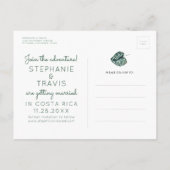 Mod Tropics Monstera Leaf Save the Date Postkarte (Rückseite)