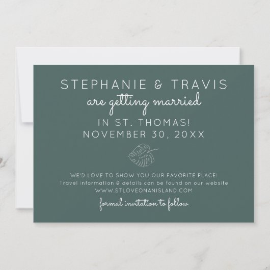 Mod Tropics Monstera Leaf Wedding Save The Date (Rückseite)
