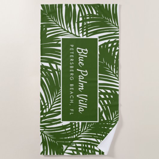 Mod Tropics Palm Leaf Pattern Beach House Strandtuch (Vorderseite)