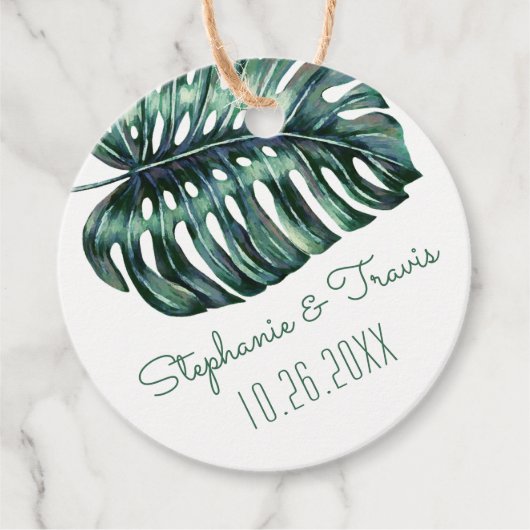 Mod Tropische Vegetation Monstera Leaf Geschenkanhänger (Vorderseite)