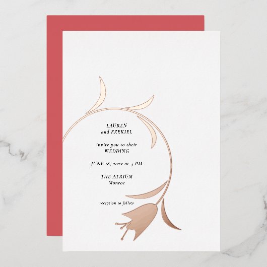 Mod Tulip Foil Wedding Einladung (Vorderseite/Rückseite)