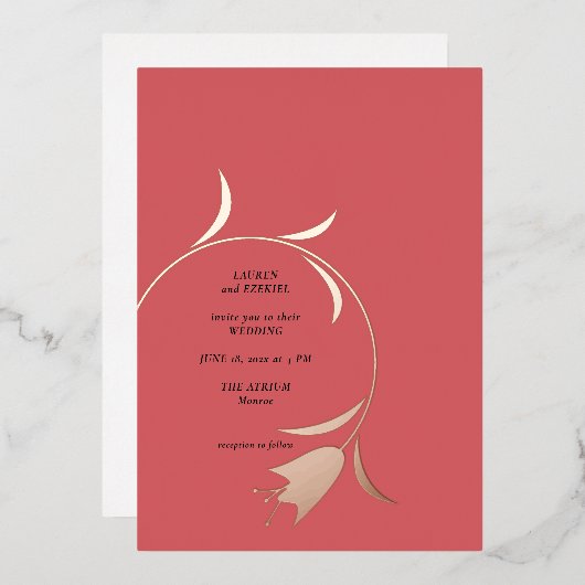 Mod Tulip Foil Wedding Einladung (Vorderseite/Rückseite)