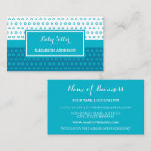 Mod Türkis und Weiße Polka Dots Babysitter Visitenkarte (Vorne/Hinten)