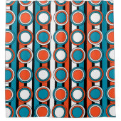 Mod Türkisfarbenes, orangefarbenes Muster Duschvorhang (Vorderseite)