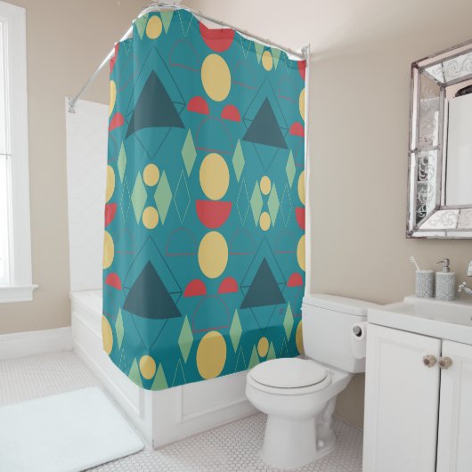 Mod Turquoise Geometric Duschvorhang (Beispiel)