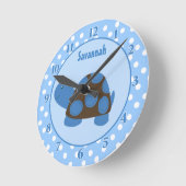 Mod Turtle (blau) Wall Clock Fügen Sie einen Namen Runde Wanduhr (Winkel)