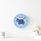 Mod Turtle (blau) Wall Clock Fügen Sie einen Namen Runde Wanduhr (Zuhause)