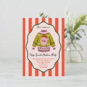 Mod Ugly Sweater Weihnachts-Party handgezeichnet Einladung (Stehend Vorderseite)