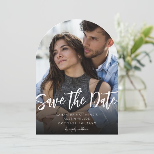 MOD V Foto Bold Save the Date - Dunkler-Pfeil Einladung (Stehend Vorderseite)