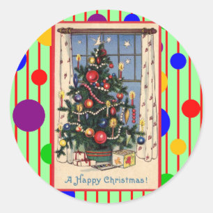 Mod Vintage Weihnachtsbaum Runder Aufkleber