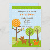 Mod Waldland Owl Einladungen zur BIrthday Party (Vorne/Hinten)
