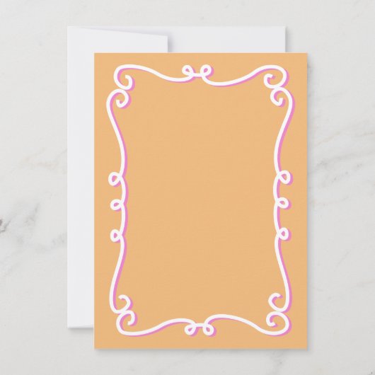 Mod Wavy Doodle Pink Orange Brautparty Einladung (Rückseite)