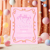 Mod Wavy Doodle Pink Orange Brautparty Einladung