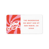 Mod Wavy Groovy Christmas Pink Rote Rücksendeadres Adressaufkleber (Vorne)