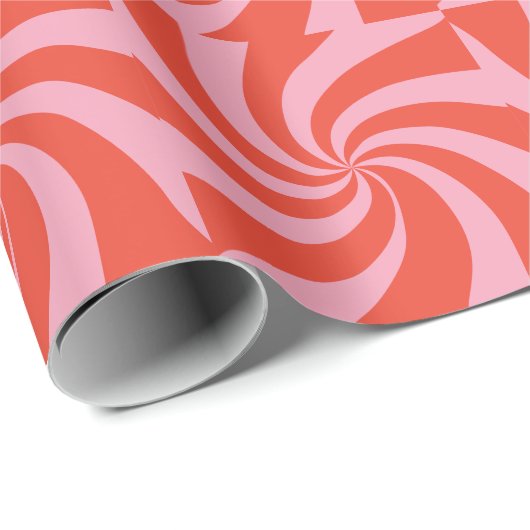 Mod Wavy Groovy Hippie Retro Weihnachten Rosa Rot Geschenkpapier (Rolleneckpunkt)