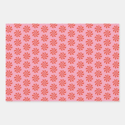 Mod Wavy Groovy Hippie Retro Weihnachten Rosa Rot Geschenkpapier Set (Vorderseite 3)