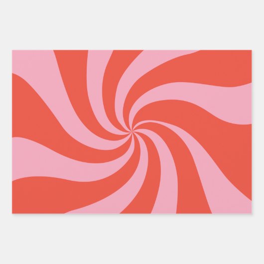 Mod Wavy Groovy Hippie Retro Weihnachten Rosa Rot Geschenkpapier Set (Vorderseite)