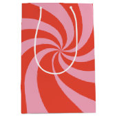 Mod Wavy Groovy Hippie Retro Weihnachten Rosa Rot Mittlere Geschenktüte (Vorderseite)