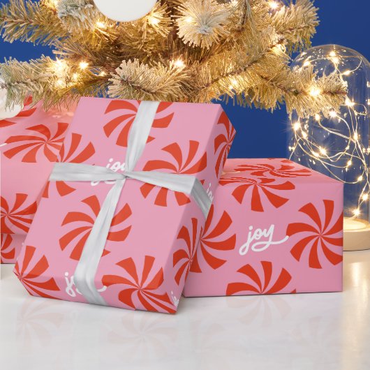 Mod Wavy Pinwheel Spirals Retro Weihnachten Rosa R Geschenkpapier (Feiertage)