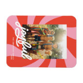 Mod Wavy Retro Groovy Weihnachten Rosa Feiertag Magnet (Horizontal)