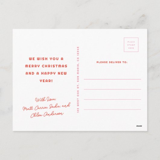 Mod Wavy Retro Groovy Weihnachten Roter Rosa (Rückseite)