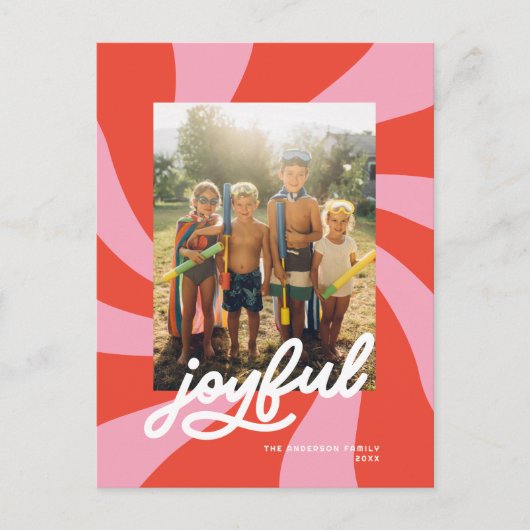 Mod Wavy Retro Groovy Weihnachten Roter Rosa (Vorderseite)