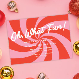 Mod Wavy Retro Rosa + Red Christmas Party Einladung