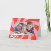 Mod Wavy Retro Weihnachten Rosa Foto Feiertag Karte (Vorderseite)