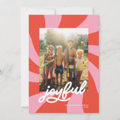 Mod Wavy Retro Weihnachten Rosa Rotes Foto (Vorderseite)