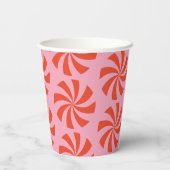 Mod Wavy Retro Weihnachts Candy Pink Red Holiday Pappbecher (Rückseite)