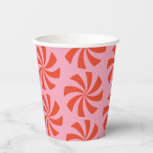 Mod Wavy Retro Weihnachts Candy Pink Red Holiday Pappbecher (Vorderseite)