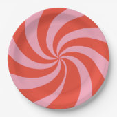 Mod Wavy Retro Weihnachts Candy Pink Red Holiday Pappteller (Vorderseite)