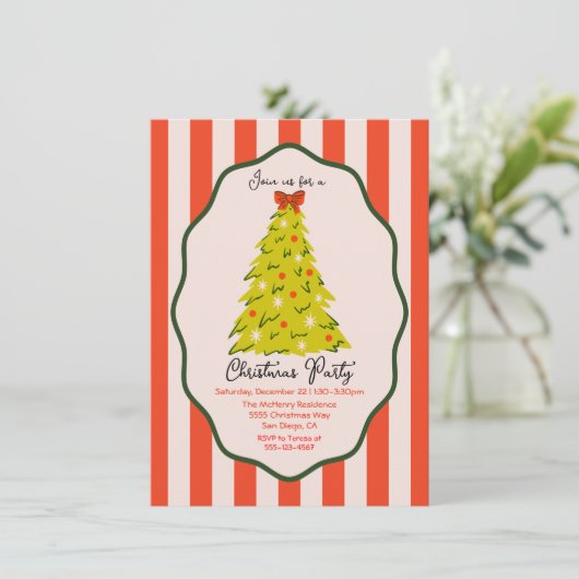 Mod Weihnachts-Party Einladung (Stehend Vorderseite)