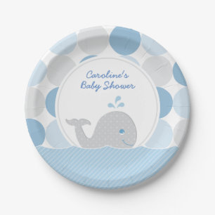 Mod Whale Baby Boy Dusche Blau & Grau Pappteller