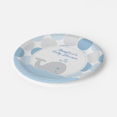 Mod Whale Baby Boy Dusche Blau & Grau Pappteller (Schrägansicht)