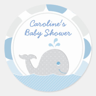 Mod Whale Baby Boy Shower Blue und Grau Sticker