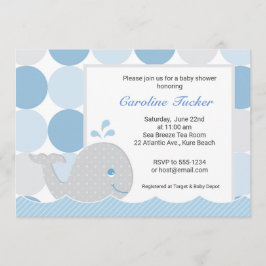 Mod Whale Baby Shower Einladung - Blau & Grau