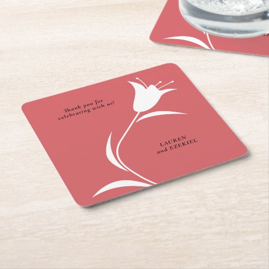 MOD WHITE TULIP WEDD RECHTECKIGER PAPPUNTERSETZER (angewinkelt)