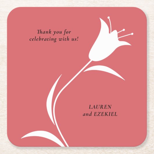 MOD WHITE TULIP WEDD RECHTECKIGER PAPPUNTERSETZER (Vorderseite)