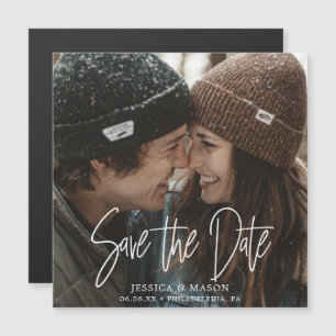 Mod White Wedding Save the Date Magnete mit Foto