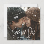 Mod White Wedding Save the Date Magnete mit Foto (Vorderseite)