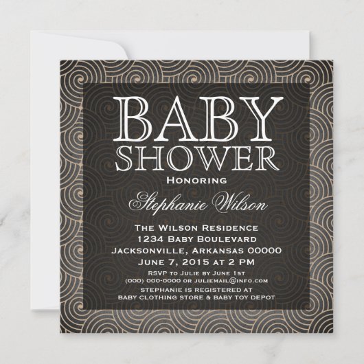 Mod Wirbel Baby Shower Invite, Beige Einladung (Vorderseite)